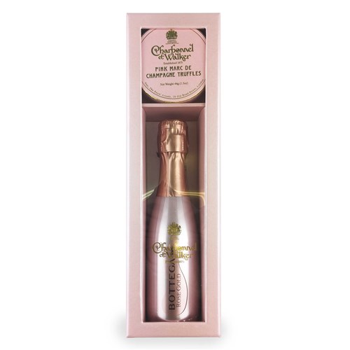 Bottega Rose Gold Prosecco Mini And Charbonnel Truffles Gift Box Set